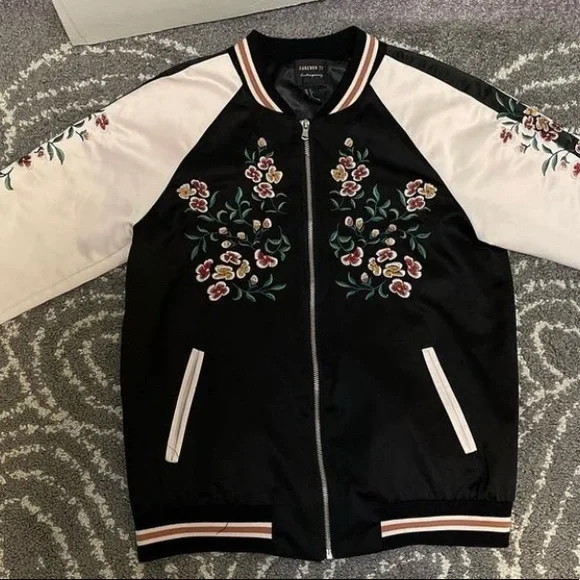 Satin Embroidered Bomber Jacket